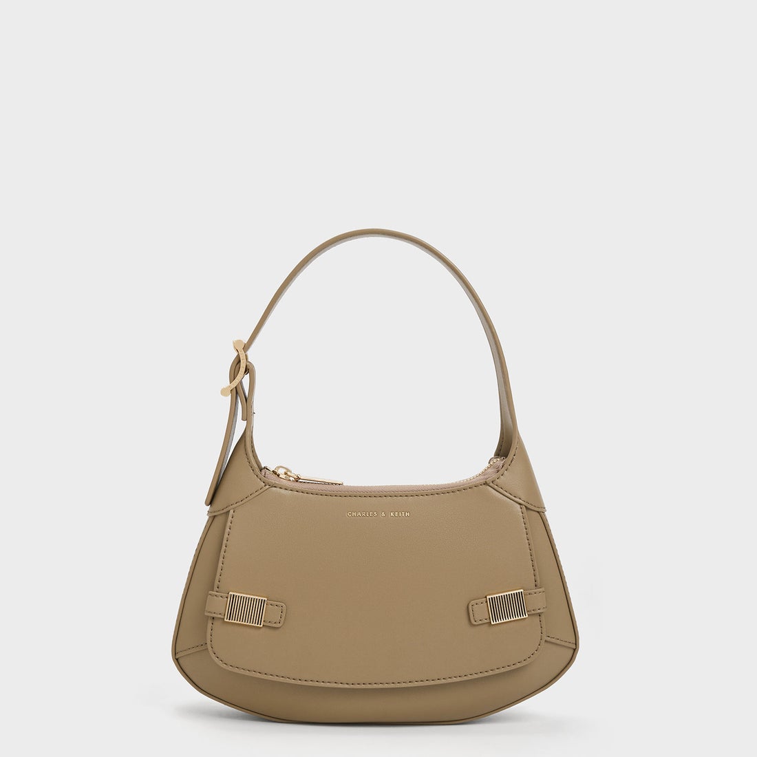 CHARLES & KEITH メタリックアクセント カーブショルダーバッグ 