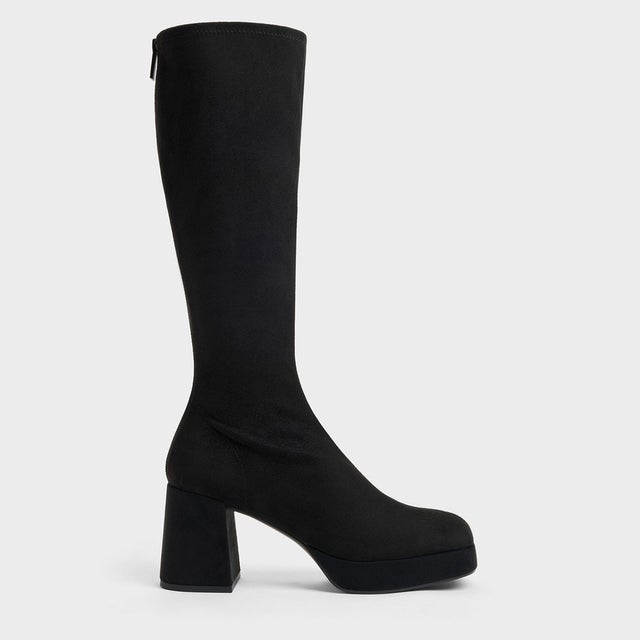 プラットフォーム ロングブーツ （Black Textured）
