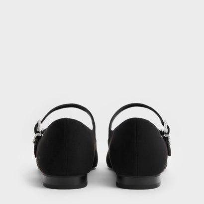 チャールズ アンド キース CHARLES & KEITH クリスタルバックル ダブルストラップ メリージェーン （Black Textured）｜詳細画像