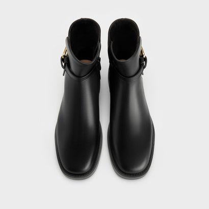 Daena デイナ レザー メタリックアクセント アンクルブーツ （Black）｜詳細画像