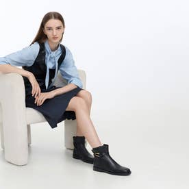 Daena デイナ レザー メタリックアクセント アンクルブーツ （Black）