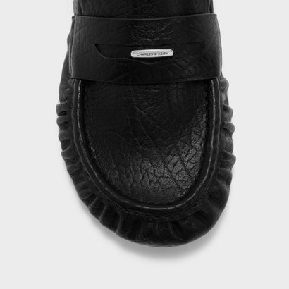 チャールズ アンド キース CHARLES & KEITH ルーシュド ペニーローファー （Black）｜詳細画像