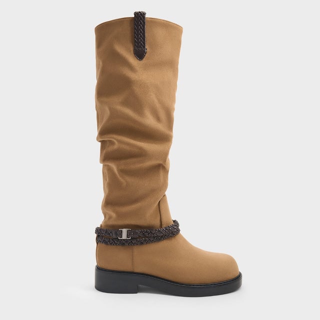 Franca フランカ ブレイデッドストラップ ロングブーツ （Sand）