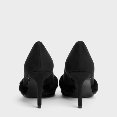 チャールズ アンド キース CHARLES & KEITH Emila エミラ ファートリム ポインテッド パンプス （Black Textured）｜詳細画像