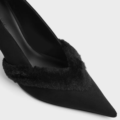 チャールズ アンド キース CHARLES & KEITH Emila エミラ ファートリム ポインテッド パンプス （Black Textured）｜詳細画像