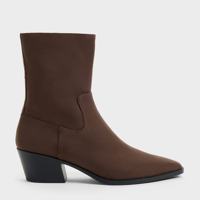 チャールズ アンド キース CHARLES & KEITH テーパード アンクルブーツ （Dark Brown Textured）｜詳細画像