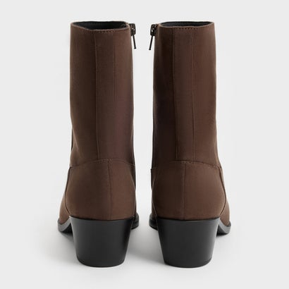 チャールズ アンド キース CHARLES & KEITH テーパード アンクルブーツ （Dark Brown Textured）｜詳細画像