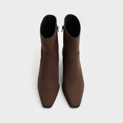 チャールズ アンド キース CHARLES & KEITH テーパード アンクルブーツ （Dark Brown Textured）｜詳細画像