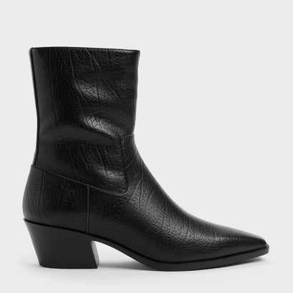 チャールズ アンド キース CHARLES & KEITH テーパード アンクルブーツ （Black）｜詳細画像