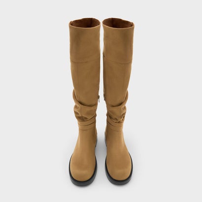 チャールズ アンド キース CHARLES & KEITH Ellis エリス ルーチドバックル フォールドオーバー サイハイブーツ （Camel）｜詳細画像