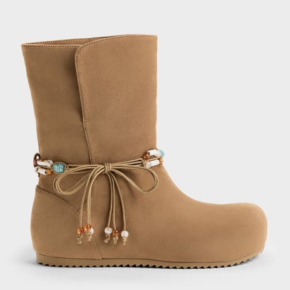 チャールズ アンド キース CHARLES & KEITH Franca フランカ ビーズ フラットフォームブーツ （Sand）｜詳細画像
