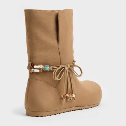 チャールズ アンド キース CHARLES & KEITH Franca フランカ ビーズ フラットフォームブーツ （Sand）｜詳細画像