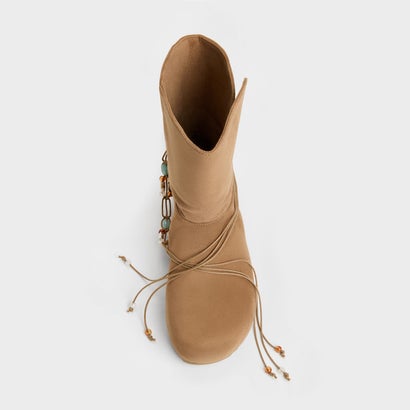 チャールズ アンド キース CHARLES & KEITH Franca フランカ ビーズ フラットフォームブーツ （Sand）｜詳細画像