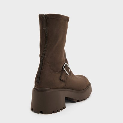 Evan エヴァン プラットフォーム アンクルブーツ （Dark Brown Textured）｜詳細画像