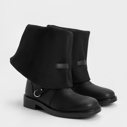 チャールズ アンド キース CHARLES & KEITH トリプルストラップ ロングブーツ （Black）｜詳細画像
