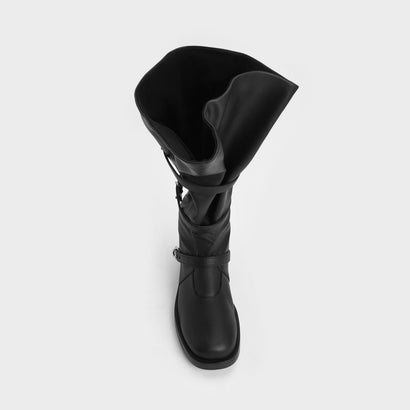 チャールズ アンド キース CHARLES & KEITH トリプルストラップ ロングブーツ （Black）｜詳細画像
