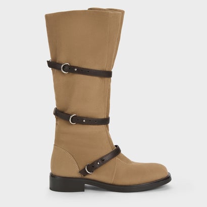 チャールズ アンド キース CHARLES & KEITH トリプルストラップ ロングブーツ （Sand）｜詳細画像