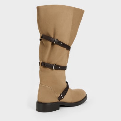 チャールズ アンド キース CHARLES & KEITH トリプルストラップ ロングブーツ （Sand）｜詳細画像