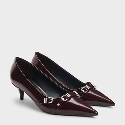 チャールズ アンド キース CHARLES & KEITH Aira アイラ バックルストラップ キトゥンヒー （Burgundy）｜詳細画像