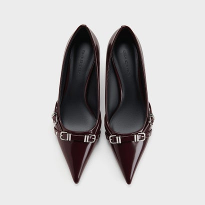 チャールズ アンド キース CHARLES & KEITH Aira アイラ バックルストラップ キトゥンヒー （Burgundy）｜詳細画像