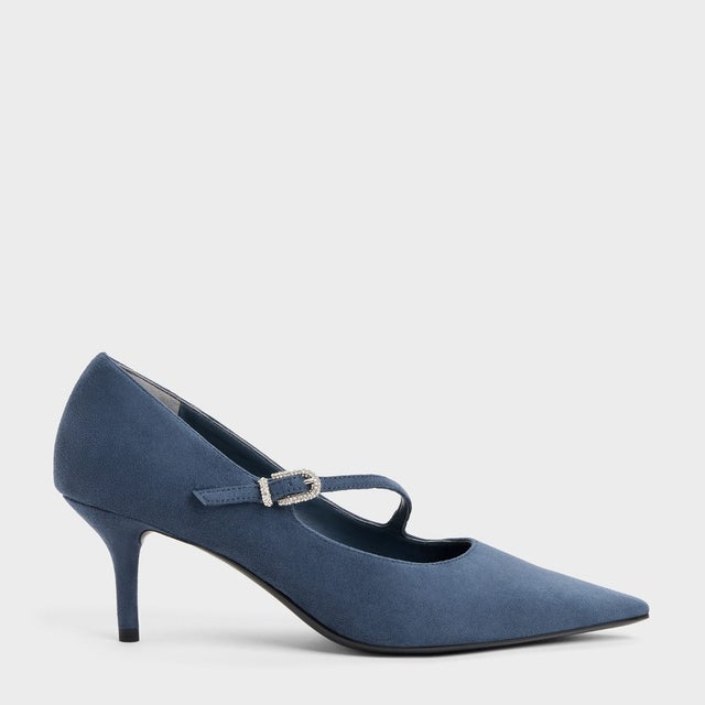 アシンメトリック ストラップ パンプス  （Blue）