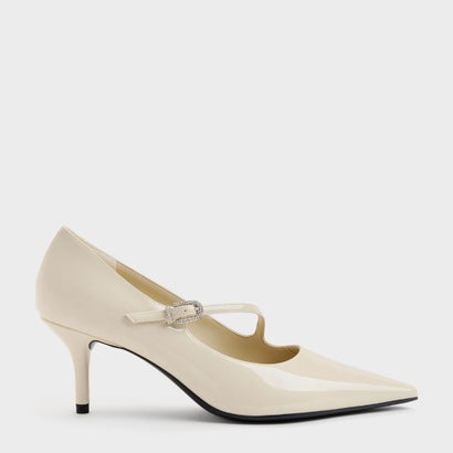 チャールズ アンド キース CHARLES & KEITH アシンメトリック ストラップ パンプス  （Chalk）｜詳細画像