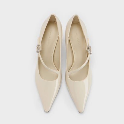 チャールズ アンド キース CHARLES & KEITH アシンメトリック ストラップ パンプス  （Chalk）｜詳細画像