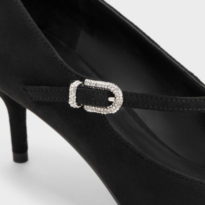 チャールズ アンド キース CHARLES & KEITH アシンメトリック ストラップ パンプス  （Black Textured）｜詳細画像