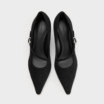 チャールズ アンド キース CHARLES & KEITH アシンメトリック ストラップ パンプス  （Black Textured）｜詳細画像