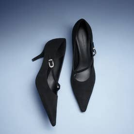 アシンメトリック ストラップ パンプス  （Black Textured）
