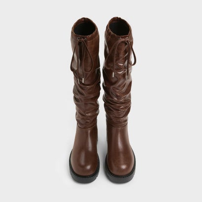 ルーシュド ドローストリング ロングブーツ （Dark Brown）｜詳細画像