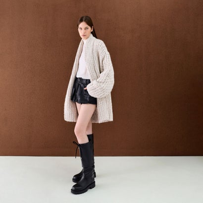チャールズ アンド キース CHARLES & KEITH ルーシュド ドローストリング ロングブーツ （Black）｜詳細画像