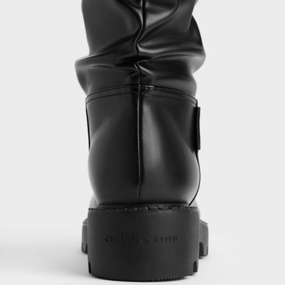チャールズ アンド キース CHARLES & KEITH ルーシュド ドローストリング ロングブーツ （Black）｜詳細画像