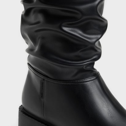 チャールズ アンド キース CHARLES & KEITH ルーシュド ドローストリング ロングブーツ （Black）｜詳細画像