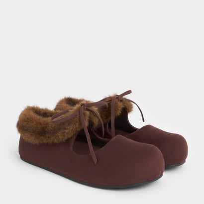 Emila エミラ メリージェーン フラットシューズ  （Dark Brown Textured）｜詳細画像