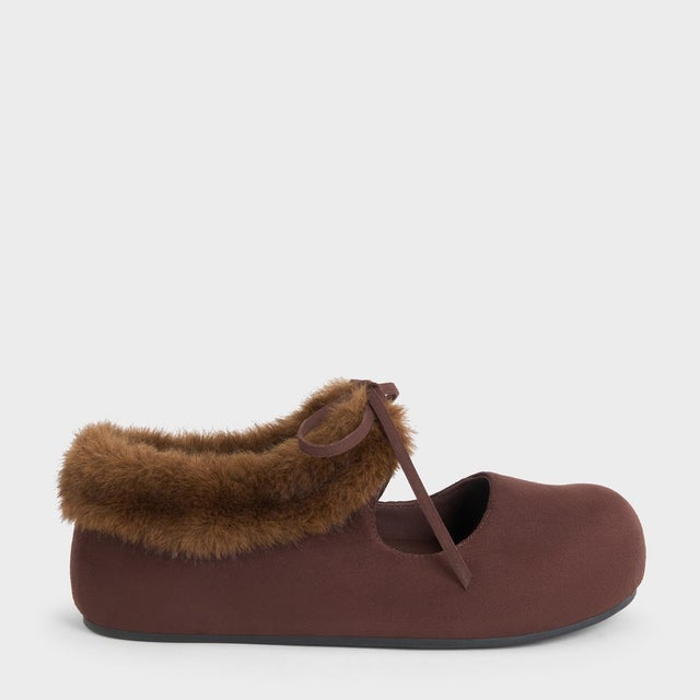 Emila エミラ メリージェーン フラットシューズ  （Dark Brown Textured）