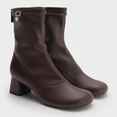 チャールズ アンド キース CHARLES & KEITH ベルテッド ブロックヒール アンクルブーツ （Dark Brown）｜詳細画像