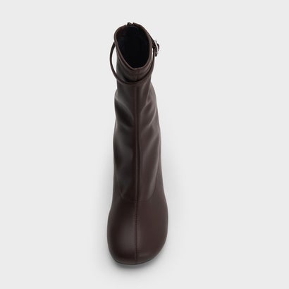 チャールズ アンド キース CHARLES & KEITH ベルテッド ブロックヒール アンクルブーツ （Dark Brown）｜詳細画像