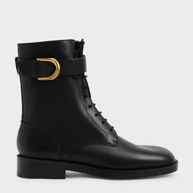 【2021 WINTER】ガビーヌ バックルドレザーアンクルブーツ / Gabine Buckled Leather Ankle Boots- （Black）