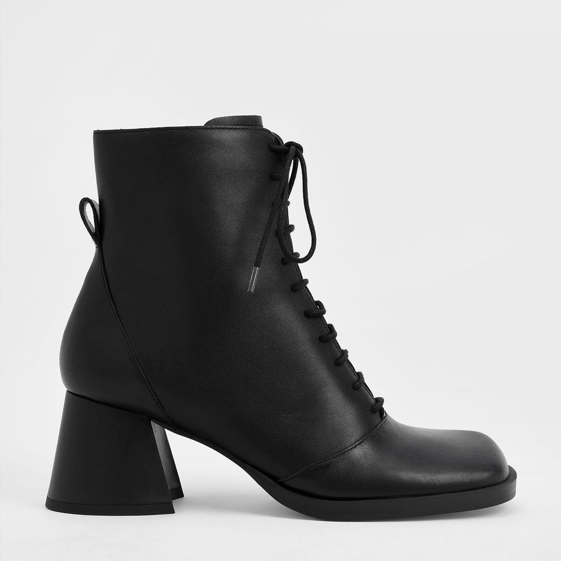 【2021 WINTER】レザーレースアップ アンクルブーツ / Leather Lace-Up Ankle Boots （Black）