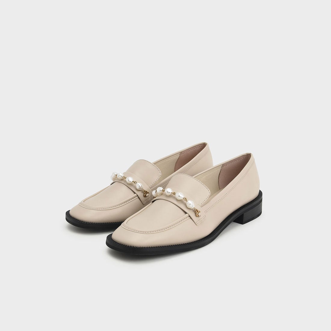 CHARLES & KEITH ビーズド ペニーローファー （Cream） -アウトレット 
