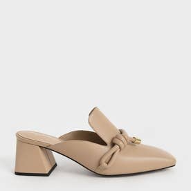 【2022 SPRING】レザーノッティド ローファーミュール / Leather Knotted Loafer Mules （Nude）