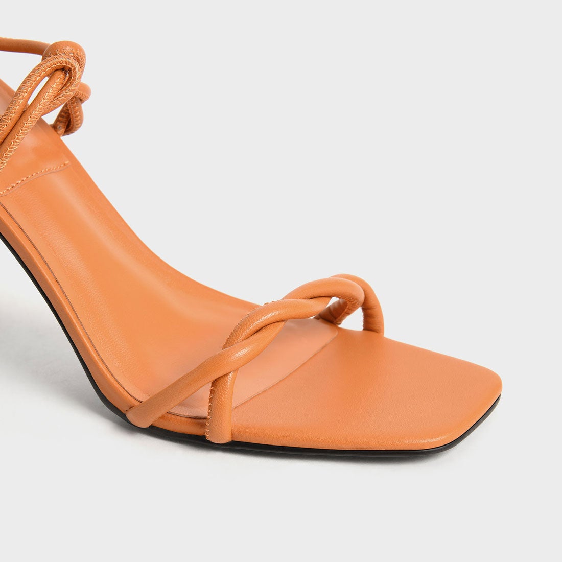 【2022 SUMMER 新作】レザーレースアップ ブレードヒールサンダル / Leather Lace-Up Blade Heel Sandals  （Orange）