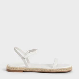 【2022 SUMMER 新作】アンクルストラップ フラットエスパドリーユサンダル / Ankle-Strap Flat Espadrille Sandals （White
