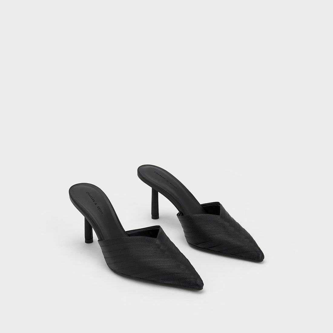 リサイクルポリエステル シリンダーヒールミュール （Black） -CHARLES 