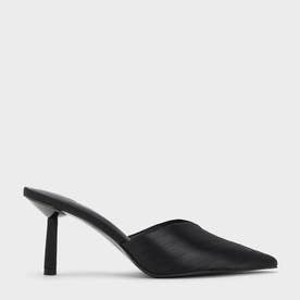 リサイクルポリエステル シリンダーヒールミュール （Black） -CHARLES 