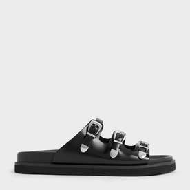 CHARLES & KEITH バックル トリプルストラップサンダル （BlackBox