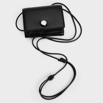 チャールズ アンド キース CHARLES & KEITH Zevon ゼヴォン ノッテッドストラップ ウォレット オン チェーン （Noir）｜詳細画像