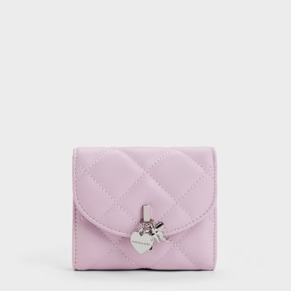 チャールズ アンド キース CHARLES & KEITH Arrietty アリエッティ キルトボウハートチャーム カバーフラップウォレット （Glycine）｜詳細画像