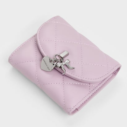 チャールズ アンド キース CHARLES & KEITH Arrietty アリエッティ キルトボウハートチャーム カバーフラップウォレット （Glycine）｜詳細画像